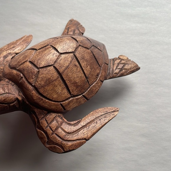Decorative Wood Turtle Home Accent Brown Eclectic Animal Boho - Picture 5 of 10